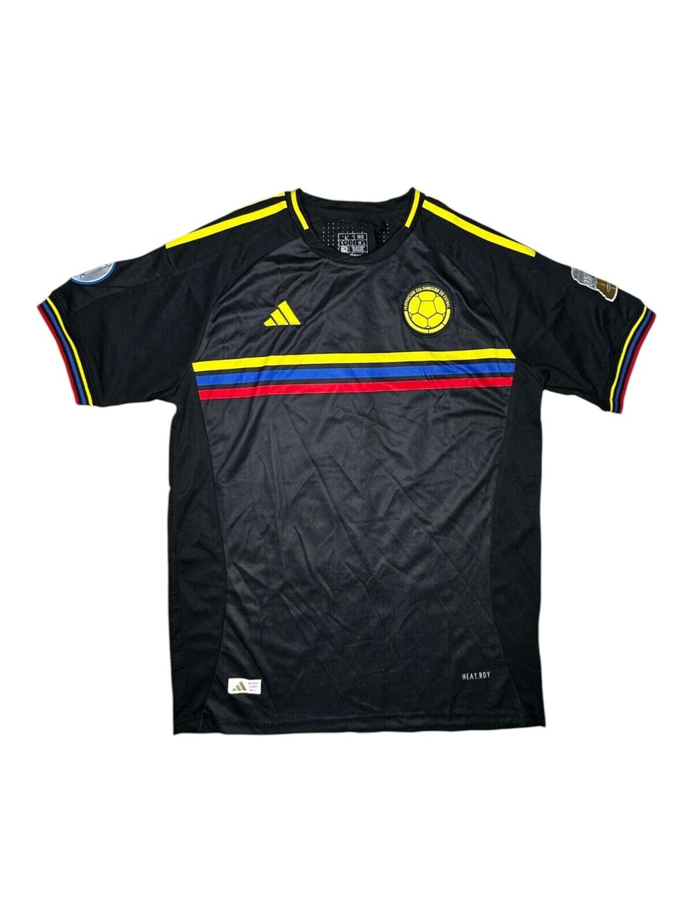 Adidas Men's Colombia Soccer Jersey 2024 Copa America Black Yellow Size Large